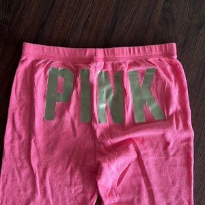 PINK thermal pants gold writing